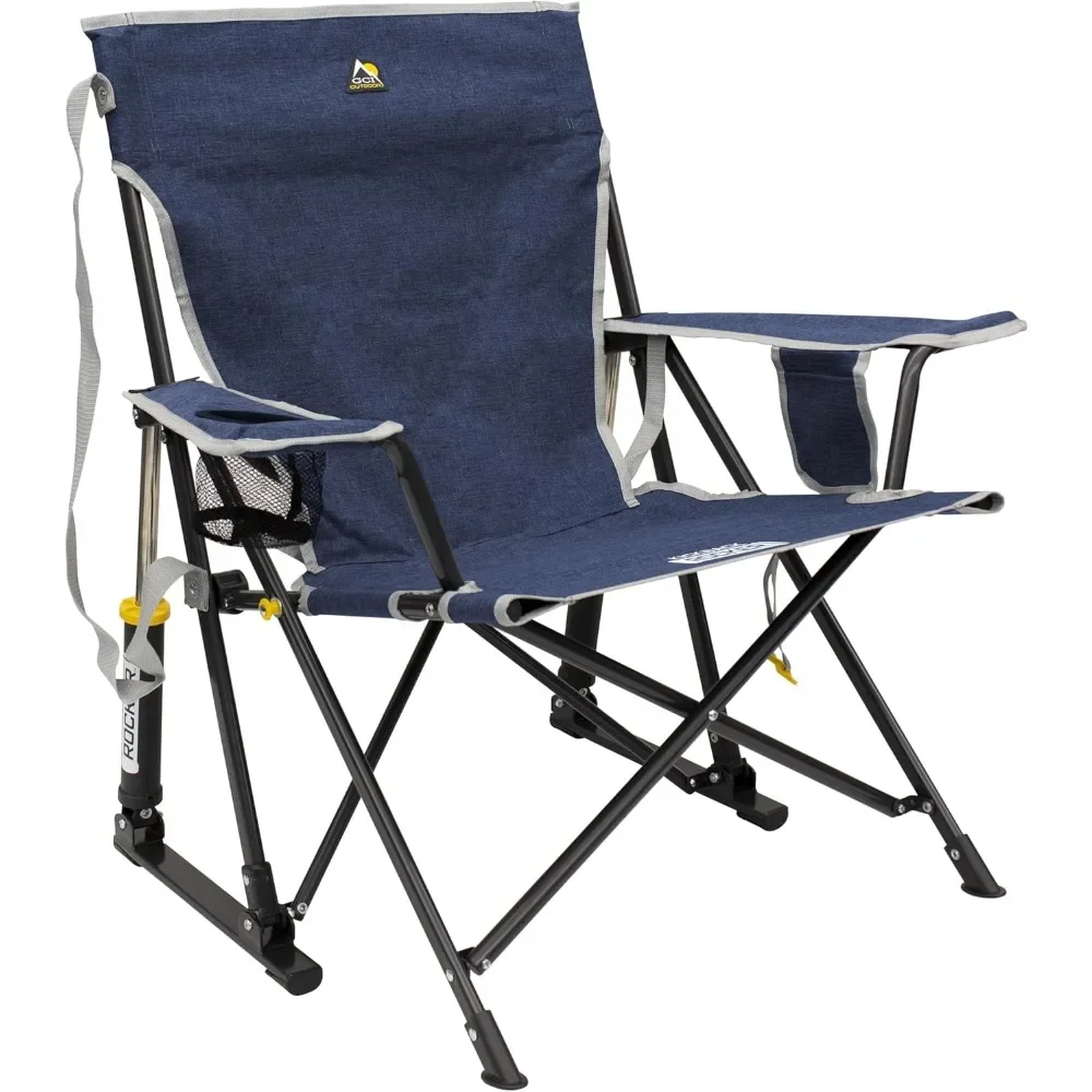 Rocker Camping Chair, with Beverage Holder Built Into The Armrest, Secure Phone Pocket, Best for Outdoor Sport, Folding Chair