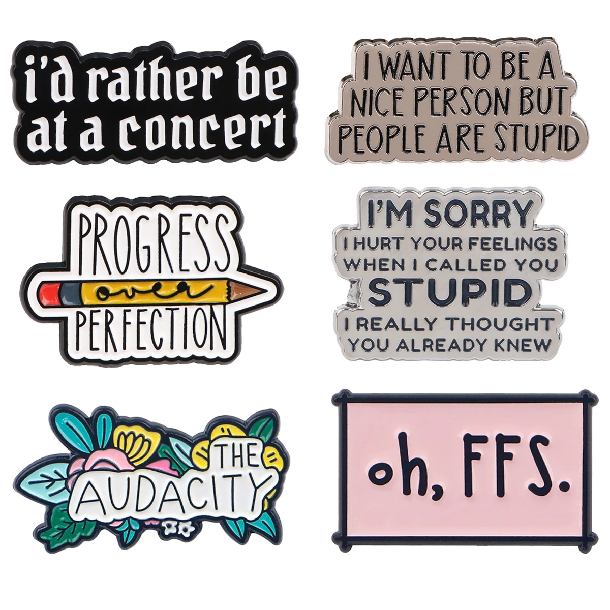 Funny Quotes Enamel Pins Women\'s Brooches Men Lapel Pins Encouragement Badge on Backpack Costume Accessories Phrase Jewelry Gift