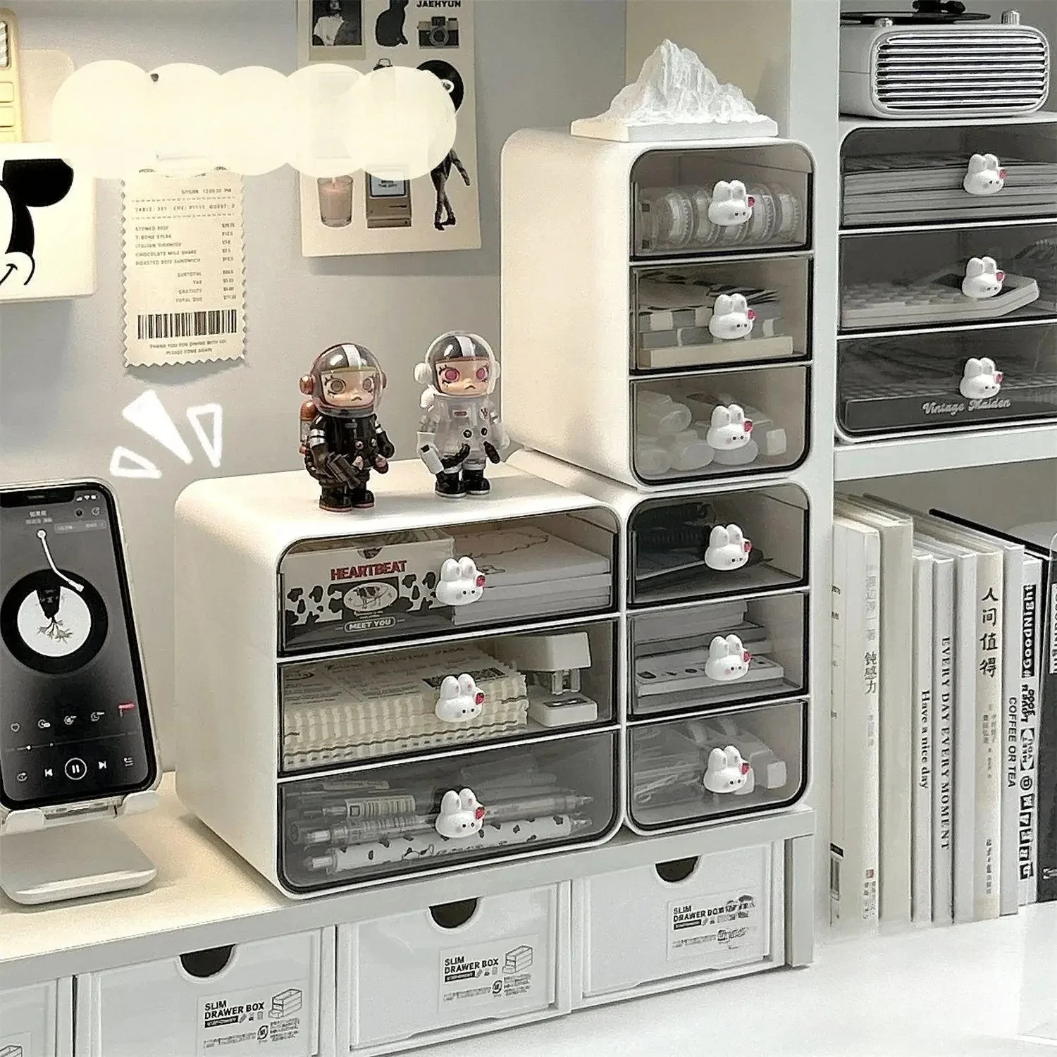 กล่องลิ้นชักตั้งโต๊ะ ที่ใส่ปากกา ที่เก็บอุปกรณ์เสริมผม ชั้นวางของ กล่องเก็บเครื่องสำอาง กล่องเก็บเครื่องเขียน อุปกรณ์จัดระเบียบสำหรับบ้าน โรงเรียน และสำนักงาน