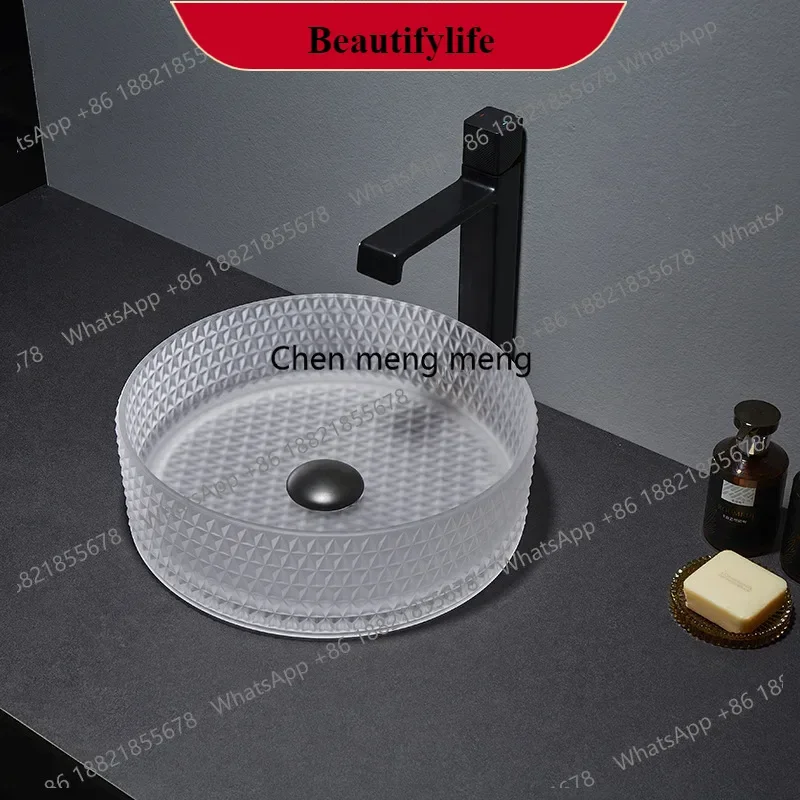 

M138Multi-specification crystal glass table single basin round square transparent wash basin