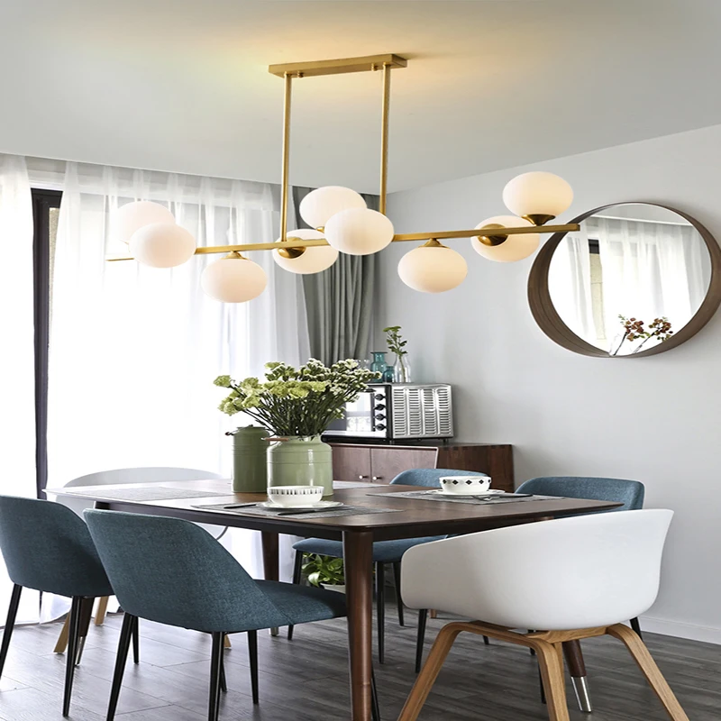 Glass Ball Pure copper Pendant Chandelier Nordic Magic bean Living Room indoor led lighting Bedroom Home decor Lighting Fixtures