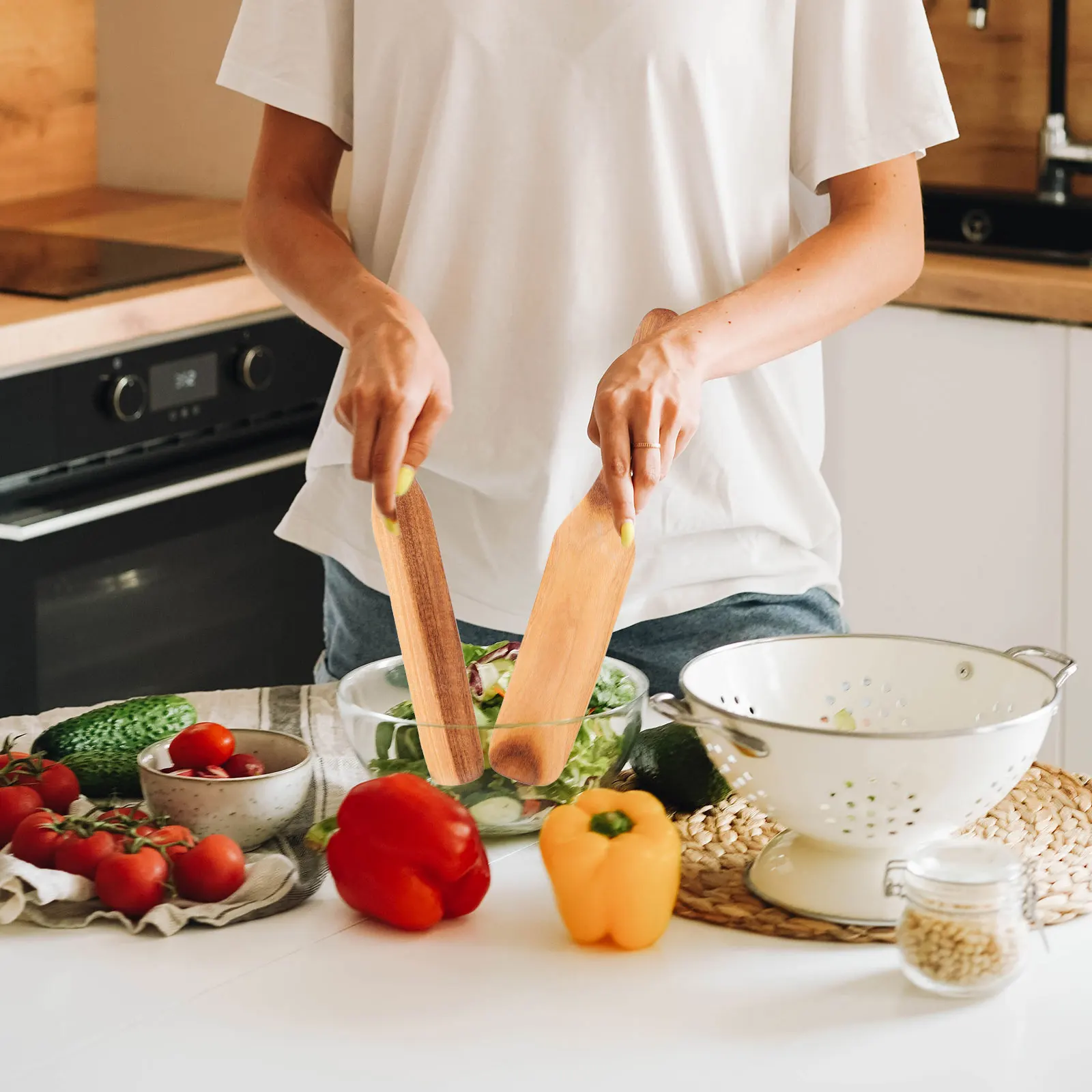 

5Pcs Wood Set Cooking Tools Cooking Spatula Set Kitchen Utensil NonStick Frying Pan Wooden Practical Cookware