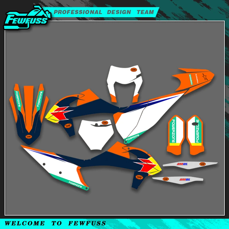 

Комплект графических наклеек Fewfuss для KTM 125 250 300 350 450 500 SX SXF 19-22 EXC EXCF XCW 2020-2023 Номер имени на заказ