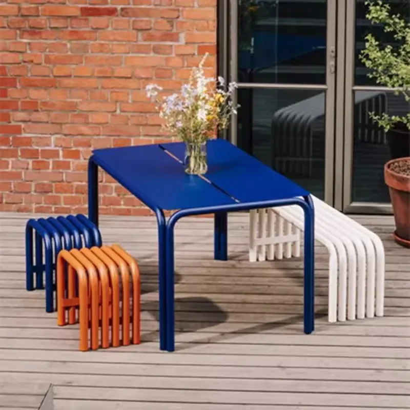 for Aluminum Alloy Simple Milk Tea Shop B&B Combination Three Coffee Open-air Five-piece Set Campus Outdoor Leisure Tables