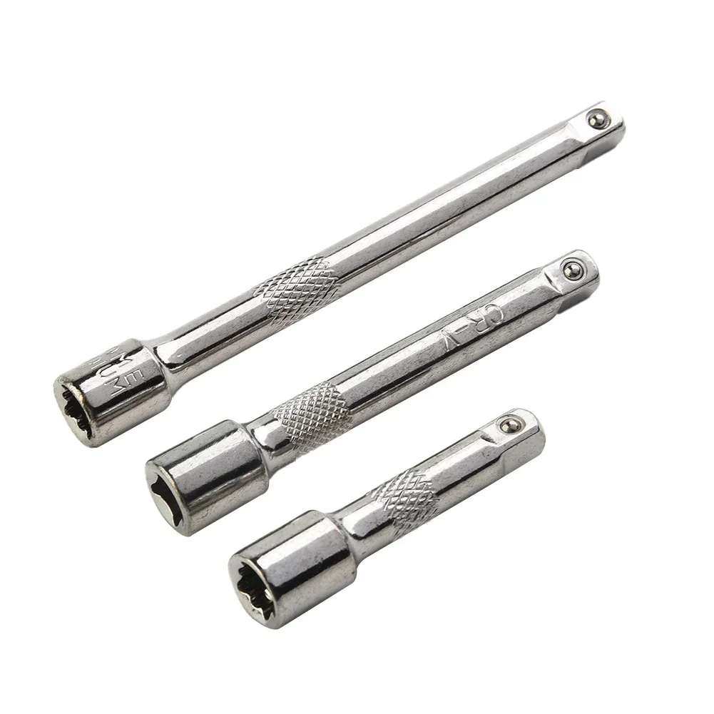 1/4 Inch Extender Bar Ratchet Socket Wrench Adapter 50/75/100MM Chromed Steel Extension Sleeve Wrench DIY Hand Repair Tools Set