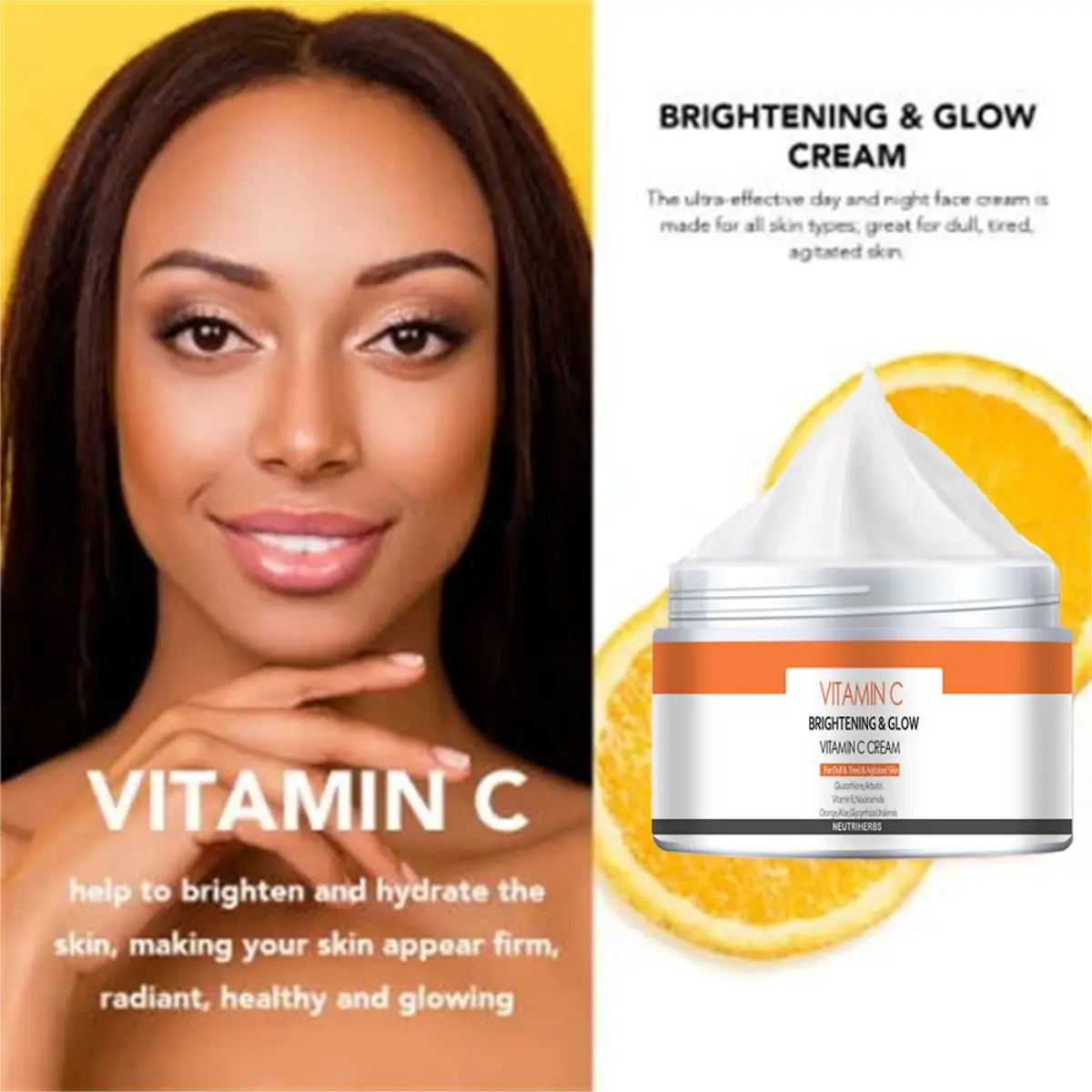 Crema facial hidratante de belleza con vitamina C, mejora la elasticidad de la piel, mejora la luminosidad