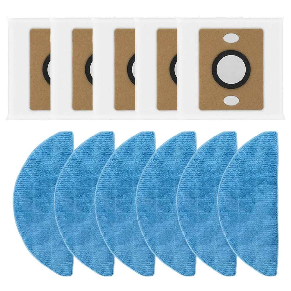 5pcs Mop Cloths With 6pcs Dust Bags For ILIFE A30 Pro Robot Vacuum Replacement Accessories Clog-Free Mop Cloth Dust Bags Kit