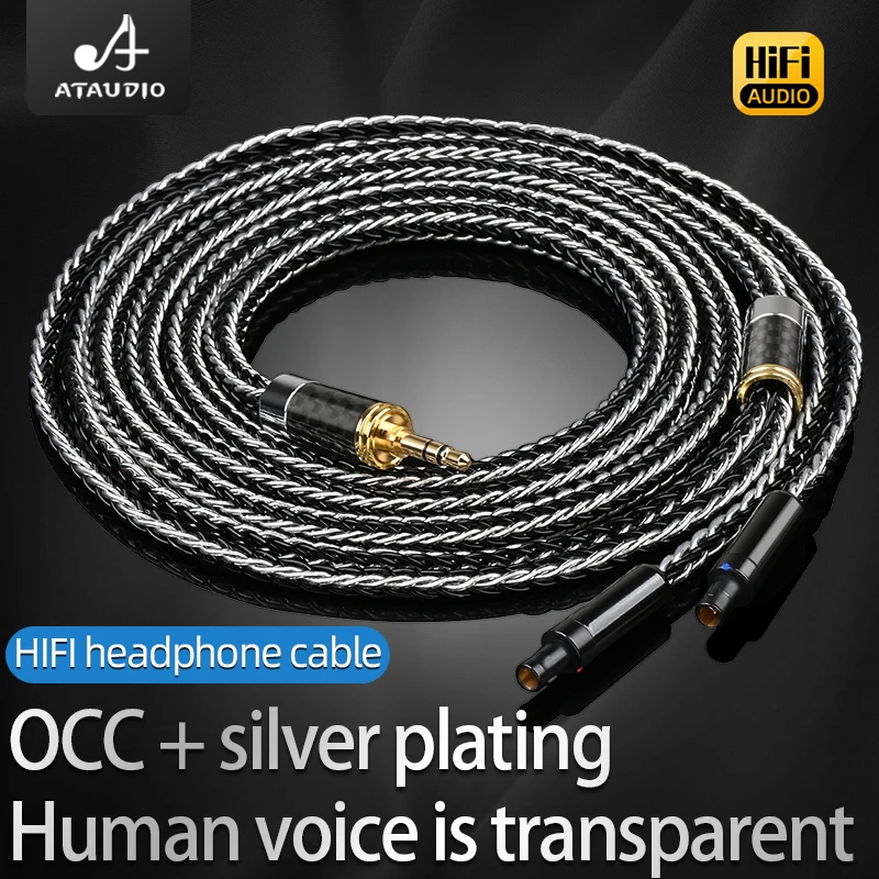 

ATAUDIO HiFi Headphone Upgrand Cable OCC Pure Silver Core Cable For HD800 2.5/3.5/4.4/6.35mm xlr Male Plug Jack Headphone Cable