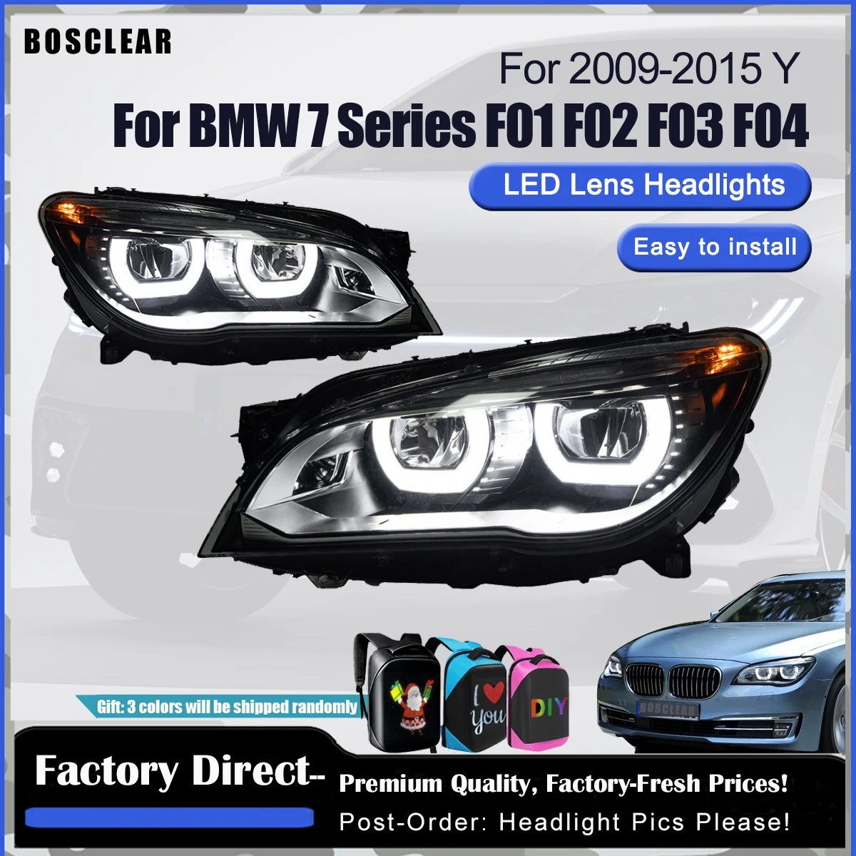 

2 шт. светодиодные фары для BMW 7 серии F01 F02 фары 2009-2015 модифицированные автомобильные передние фары 730i 740i 750i 760i автоаксессуары