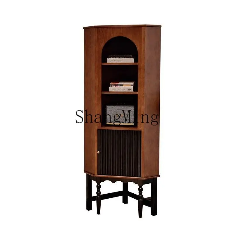 

DHY medieval style solid wood living room household small apartment retro locker corner storage triangle