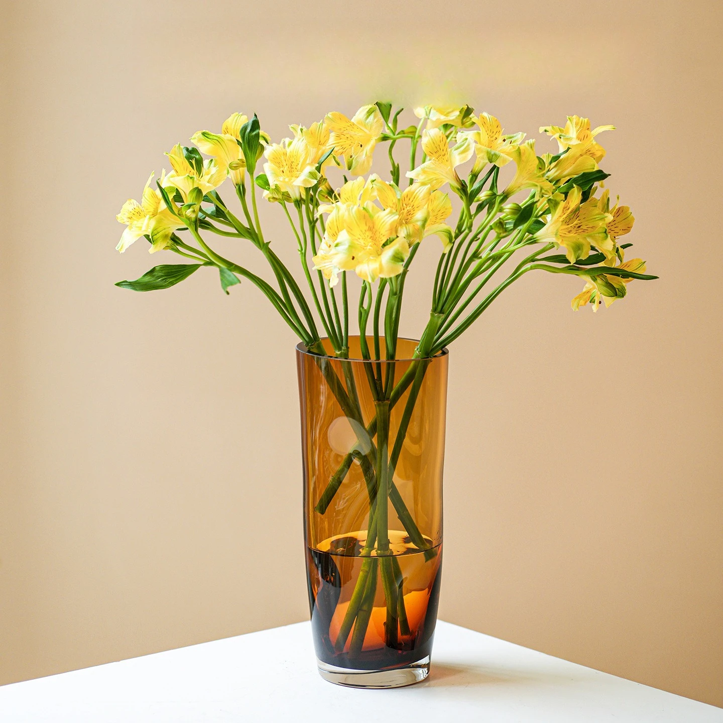 Advanced concave and convex brown glass vase art flower arrangement hydroponic water nourishment home soft decoration