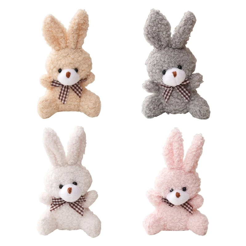 5Pcs/1Pc Plush Bunny Dolls KeyChain Ornament Bear Rabbit with Hanging-Hook for Bag Purse Tote Backpack Stuffed Doll Keyring