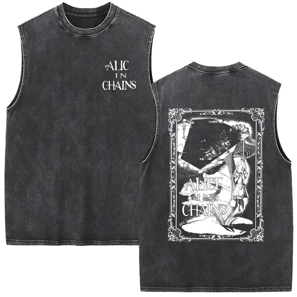 Rock Band Alice in Chains Dirt Merch Vintage Washed Tank Tops Men Women Gothic Punk Pop Music Oversized Sleeveless Vest T-shirt