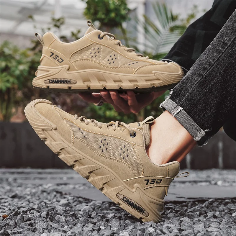 

Мужская спортивная обувь большого размера, повседневная однотонная дышащая обувь с перфорированной сеткой, простая брендовая универсальная уличная обувь для бега