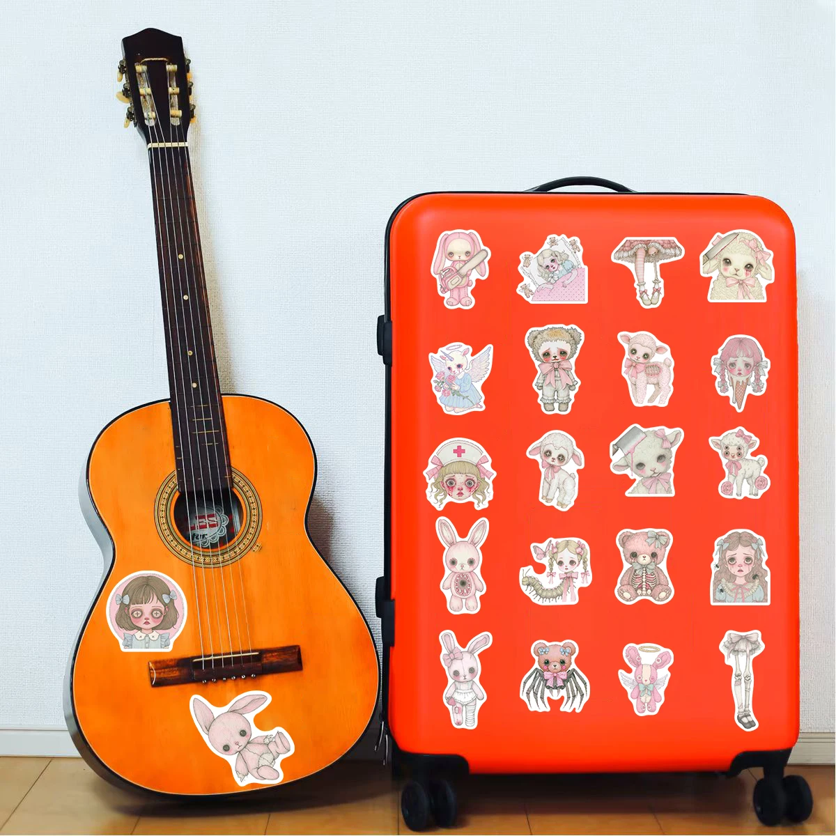 50PCS Pink Creepy Stickers For Notebook Waterproof Bicycle Motorcycle Water  Luggage PVC Classic Decal Laptop Sticker