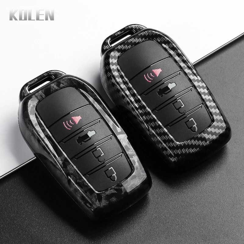 ABS Carbon Fiber Style Car Key Case Cover For Toyota CHR Hilux Fortuner Land Cruiser 200 Camry Corolla Crown RAV4 Highland Shell