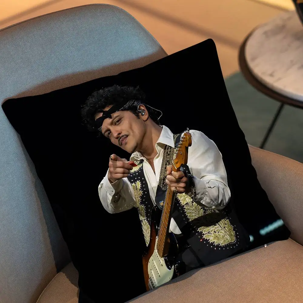 The Romantic Bruno Mars Pillow Case Square Double-Sided Printing Short Plush Sofa Cushion Cover Bedroom Bedside Pillow