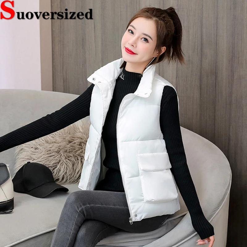 

Winter Oversized 5xl Cropped Vest Thicken Down Cotton Sleeveless Jackets Puffy Warm Waistcoat Loose Fashion Women's Chaquetas