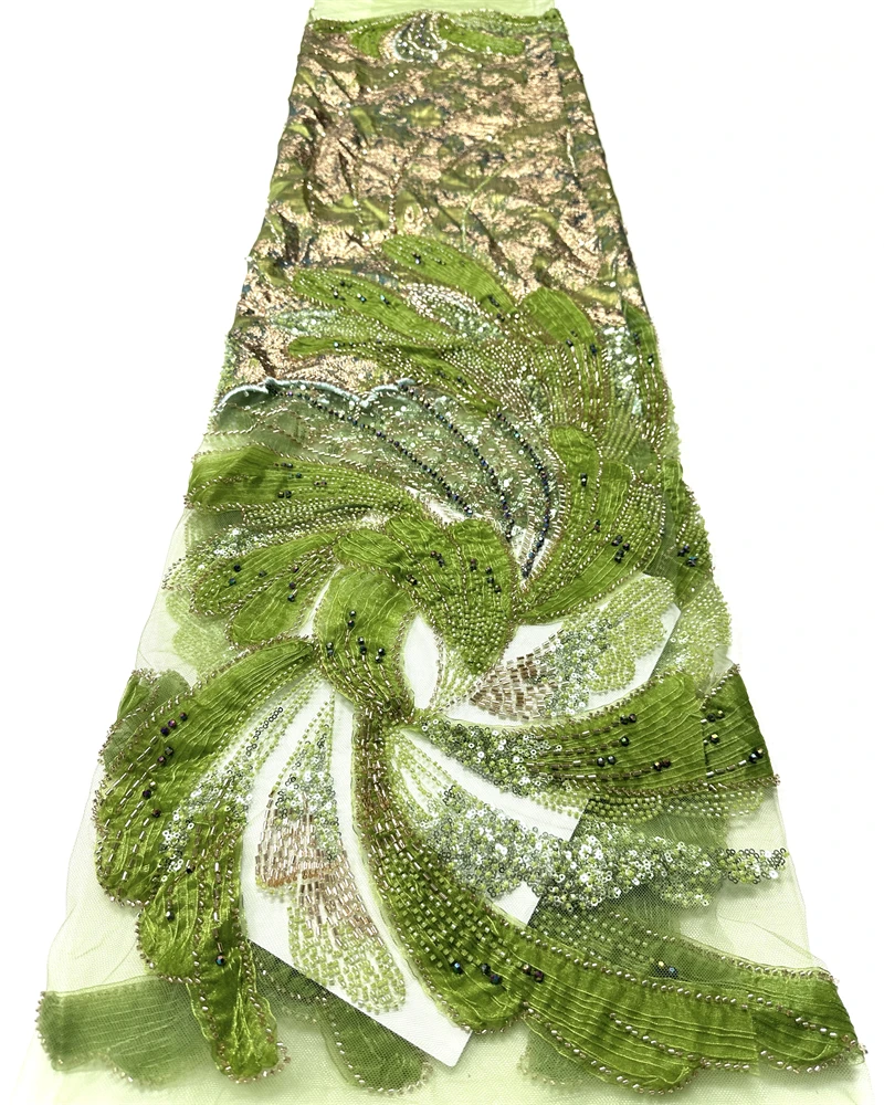 

Высококачественная африканская кружевная ткань для жениха, расшитая бисером и блестками, материал свадебного платья для женщин, стиль 2026,5 ярдов