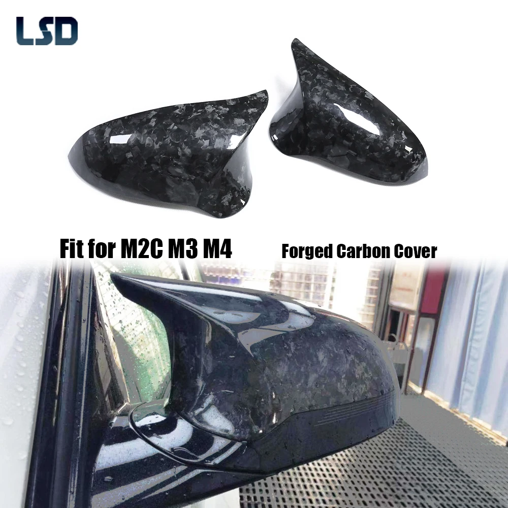 

For BMW M2C M3 M4 F87 F80 F82 F83 2014 - 19 Forged Carbon Fiber Mirror Cover Competition Rear View Side Caps LHD