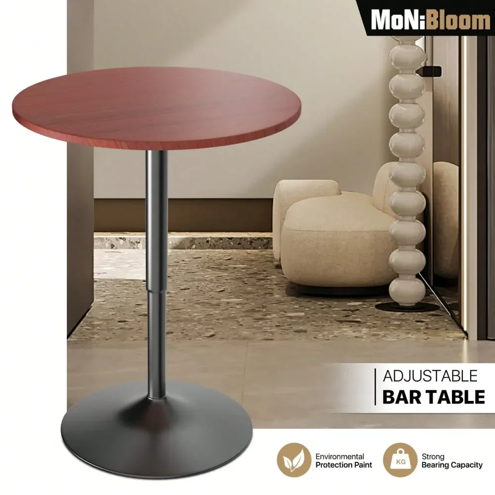 

Bar Table High Top Table, 27.5 36 HeightAdjustable Bar Table With Black Marble Texture Top And Black Base, Modern Style, Suitabl