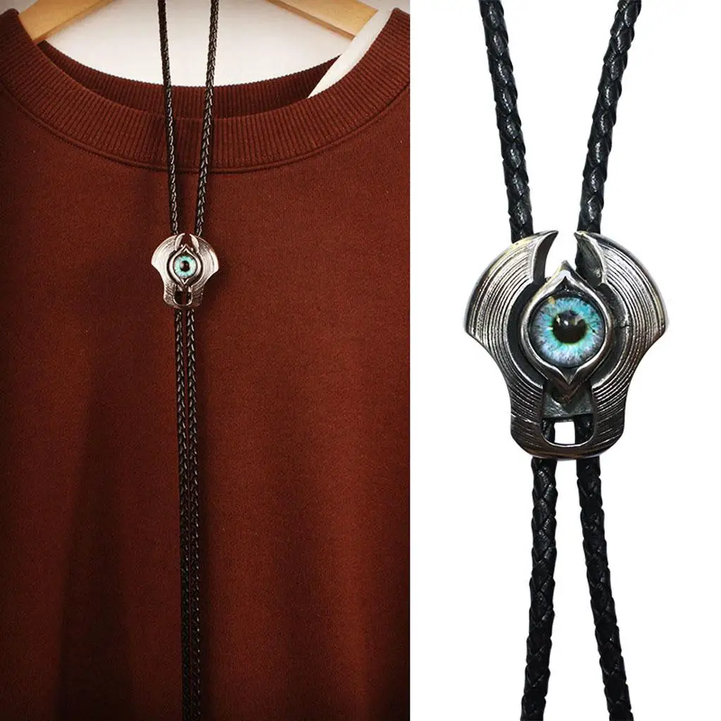 

Leather Western Cowboy Bolo Tie Bola Necktie Vintage Fashion Jewelry