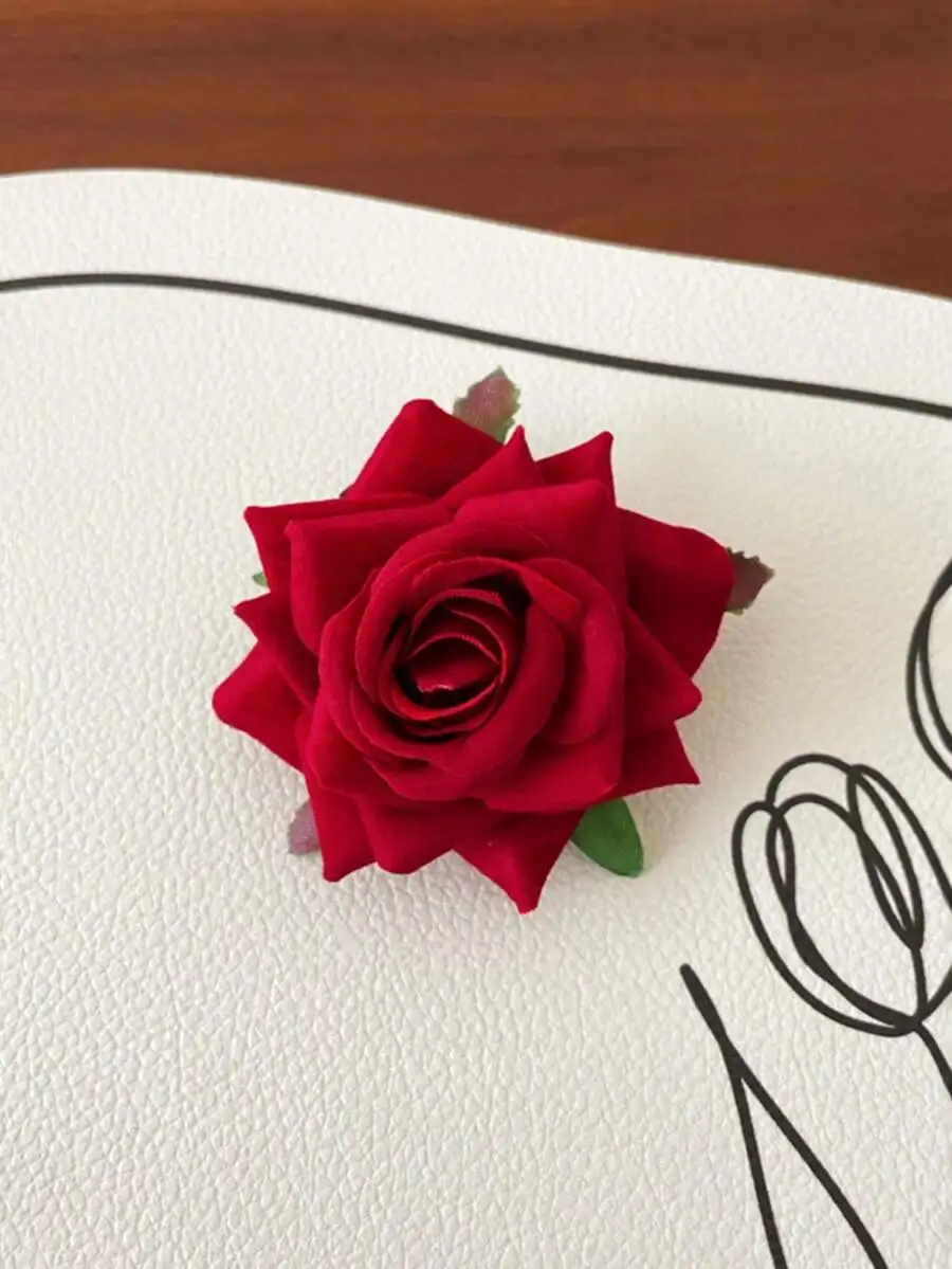 3Pcs/2Pcs/1pc Women 2.7 Inch Rose Hair Clip Flower Hairpin Rose Brooch Floral Clips For Woman Girl Party Wedding