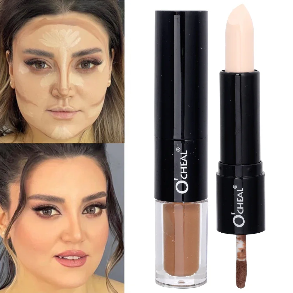 Double-end Face Contour Stick Waterproof Oil-control Concealer Pencil Facial Highlight Corrector Pen cosmetici per il trucco duraturo