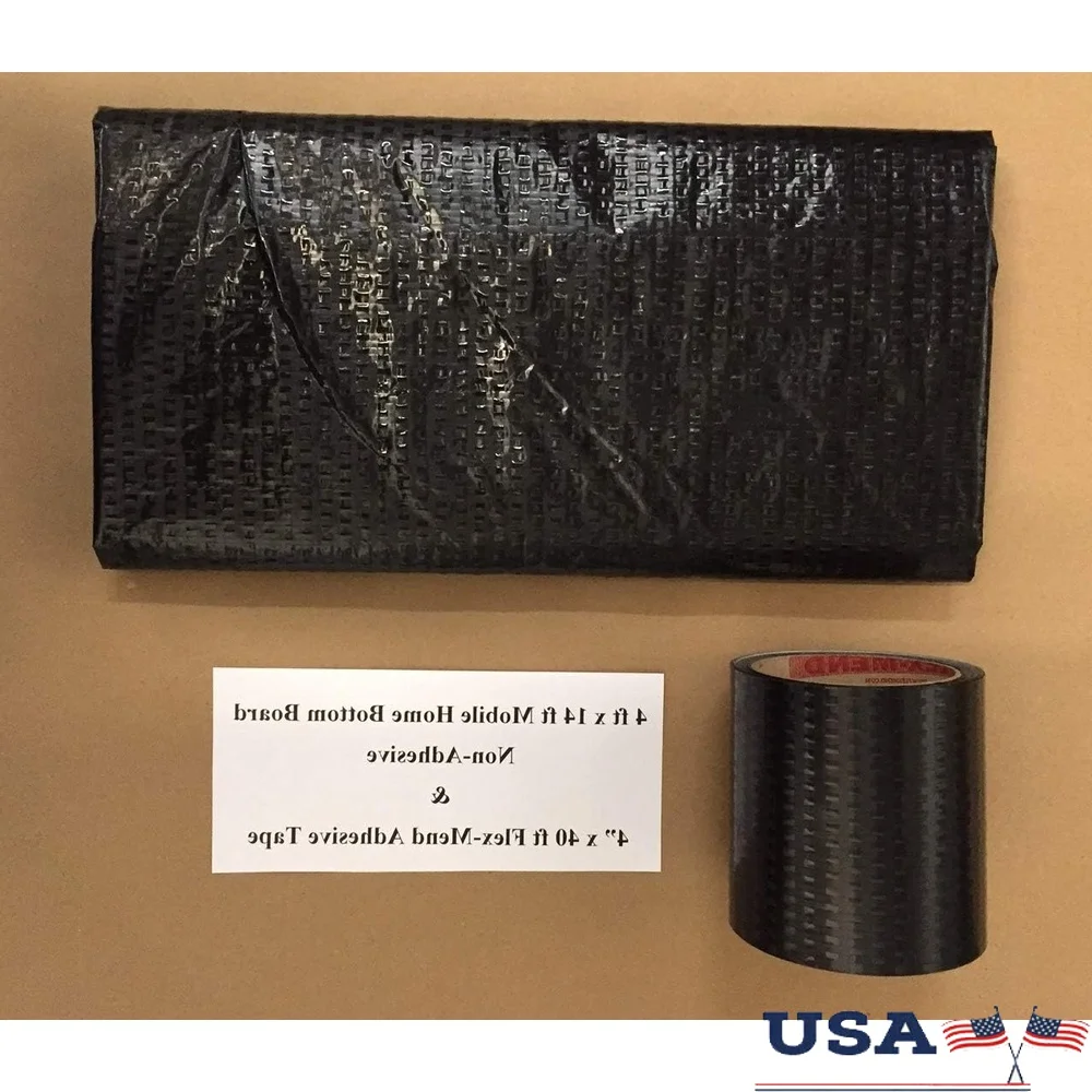 

Комплект для ремонта под животом для мобильного дома на колесах, гибкий клей, неклейкий, 48 x 14 футов, фиксирующие отверстия, сроки, аварийный ремонт