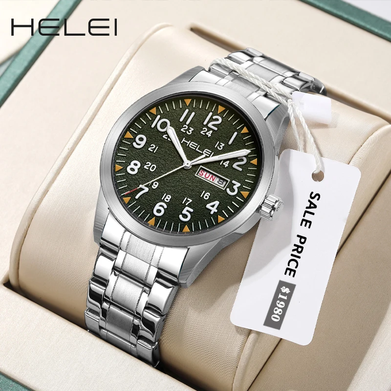 HELEI new models 2024 helmsman series personalized wind multi-function quartz movement men's quartz watches men's wristwatches
