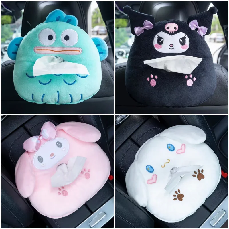 

Anime MINISO Sanrio Cinnamoroll Melody Kuromi Pochacco Cartoon Cute Plush Doll Car Armrest Box Chair Back Hanging Tissue Boxs