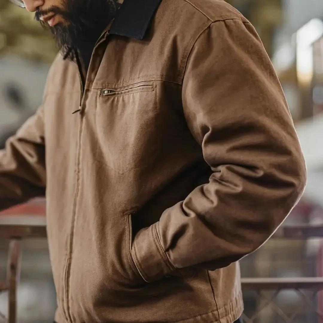 

Maden Vintage Men's J001 Detroit Jacket Lapel Collar Warm Quilted Work jacket Heavyweight Cotton Safari Coat for Autumn Winter