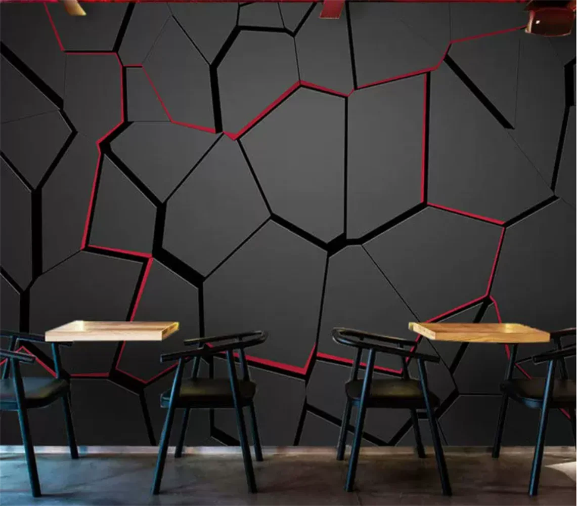 

Customized 3D metal crack mural with a sense of technology internet cafe bar company front desk decoration wallpaper