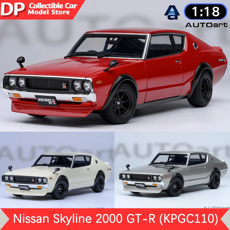 1:18 AUTOart Nissan Skyline 2000 GT-R (KPGC110) Tuned Version (White/Red/Silver) Model Car Collectible Diecast Vehicle Gifts