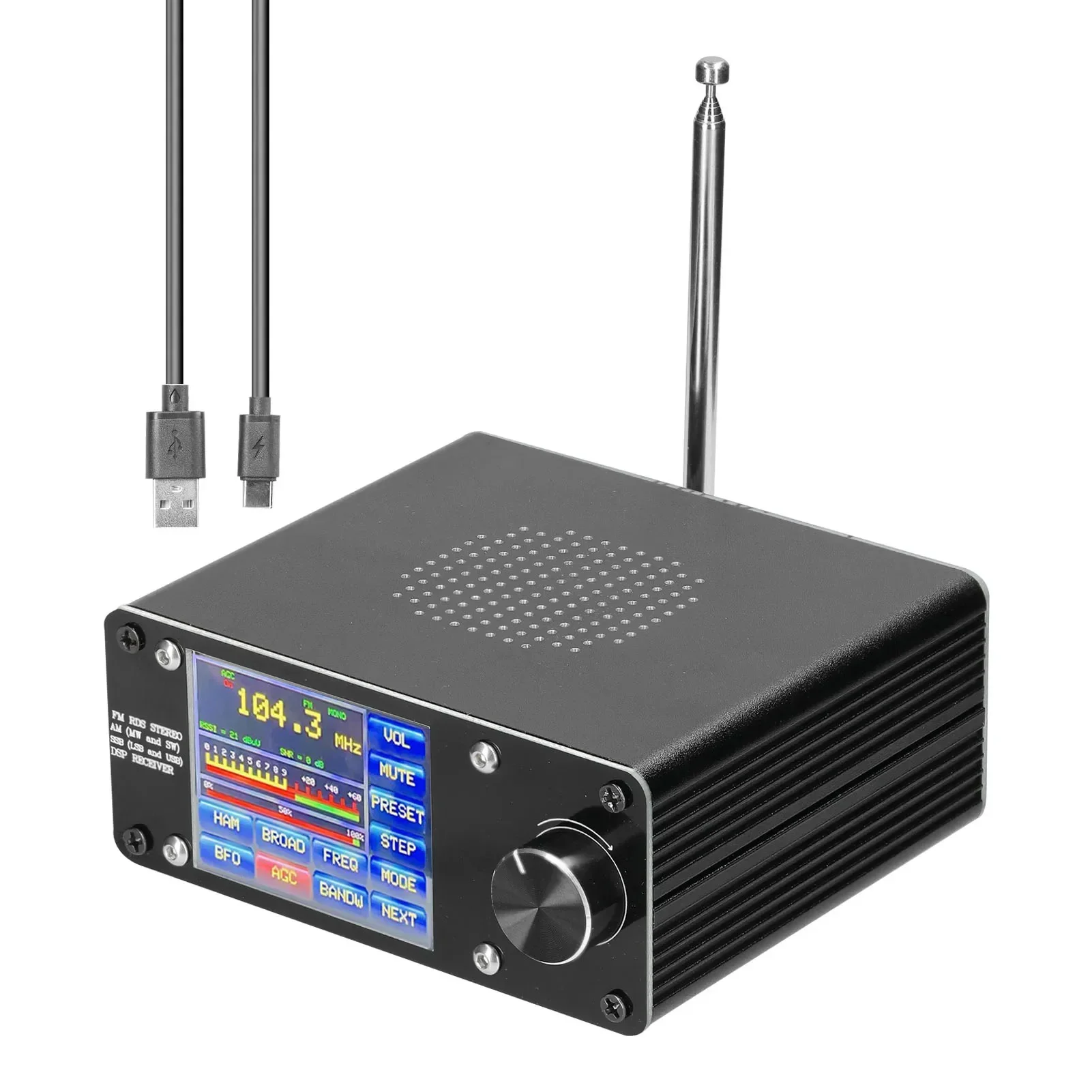 ATS-100 SI4732/SI4735 Full-wave Band Radio Receiver FM LW MW SW SSB Support Broadcast Searching 2.4inch Touching Screen Receiver