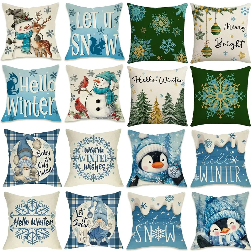 Amazon Christmas pillow winter snowman Christmas tree pillow cover holiday sofa decoration bed cushion wholesale