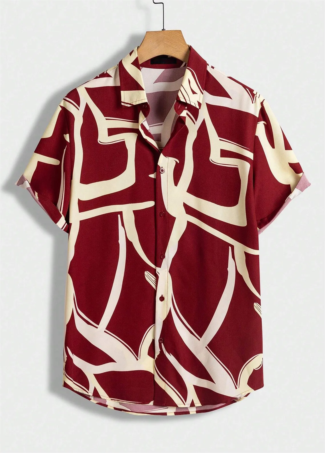 2024 Summer casual shirt, irregular printed buttons lapel shirt, large size XS-6XL high-quality fast delivery