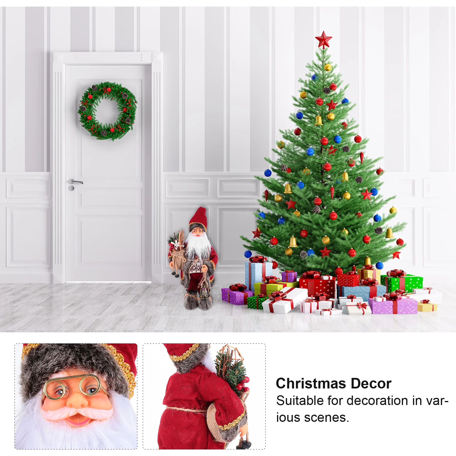 

1pc Santa Claus Ornament Christmas Home Decoration Fireplace Toy Xmas Tree Table Party Farmhouse Gift