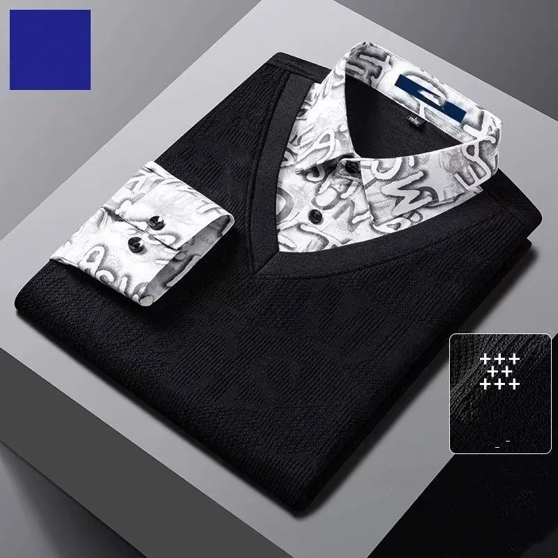 2026 Men's Spring And Autumn Two-Piece Pullover Fashionable Young Man's Personalized Casual Thin Shirt Sweater 50 KG-100 KG
