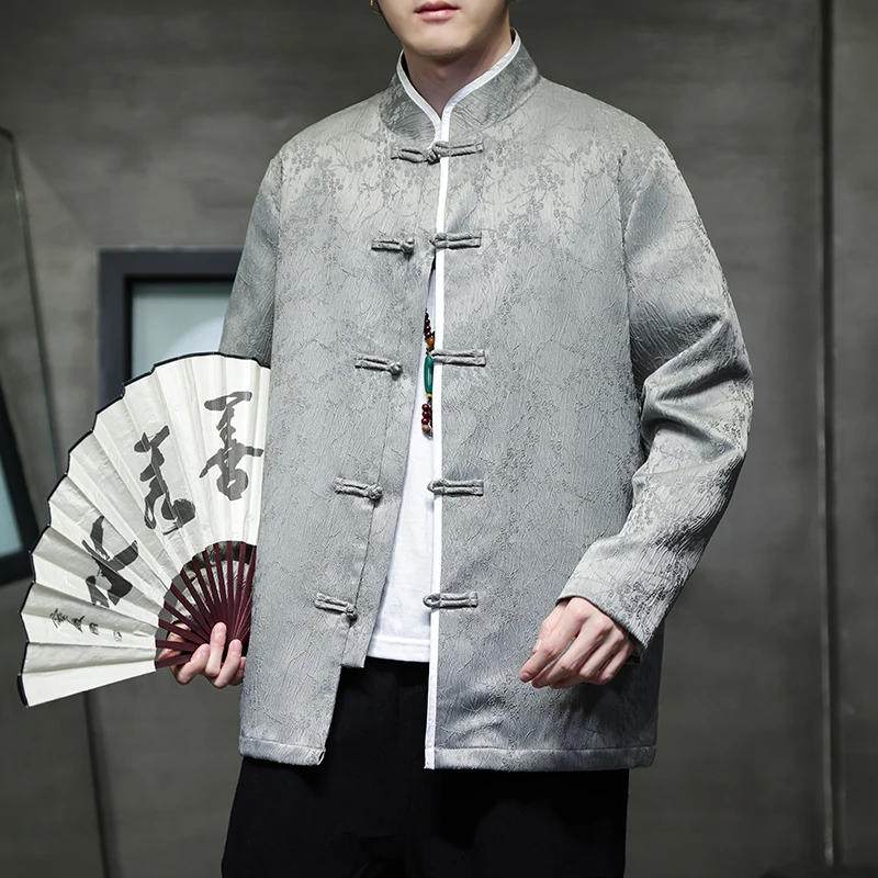 

Новый китайский мужской свободный костюм Hanfu Jaet Long Sve k с узором и вышивкой, осенне-зимний костюм Тан, верхняя одежда M