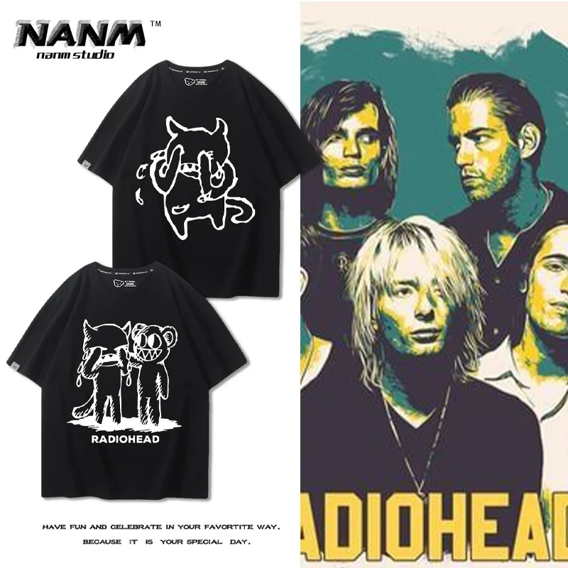

RADIOHEAD European And American Rock Sports Music Street Fitness Summer Casual Men's Tops Women's T-shirts Couple Outfits