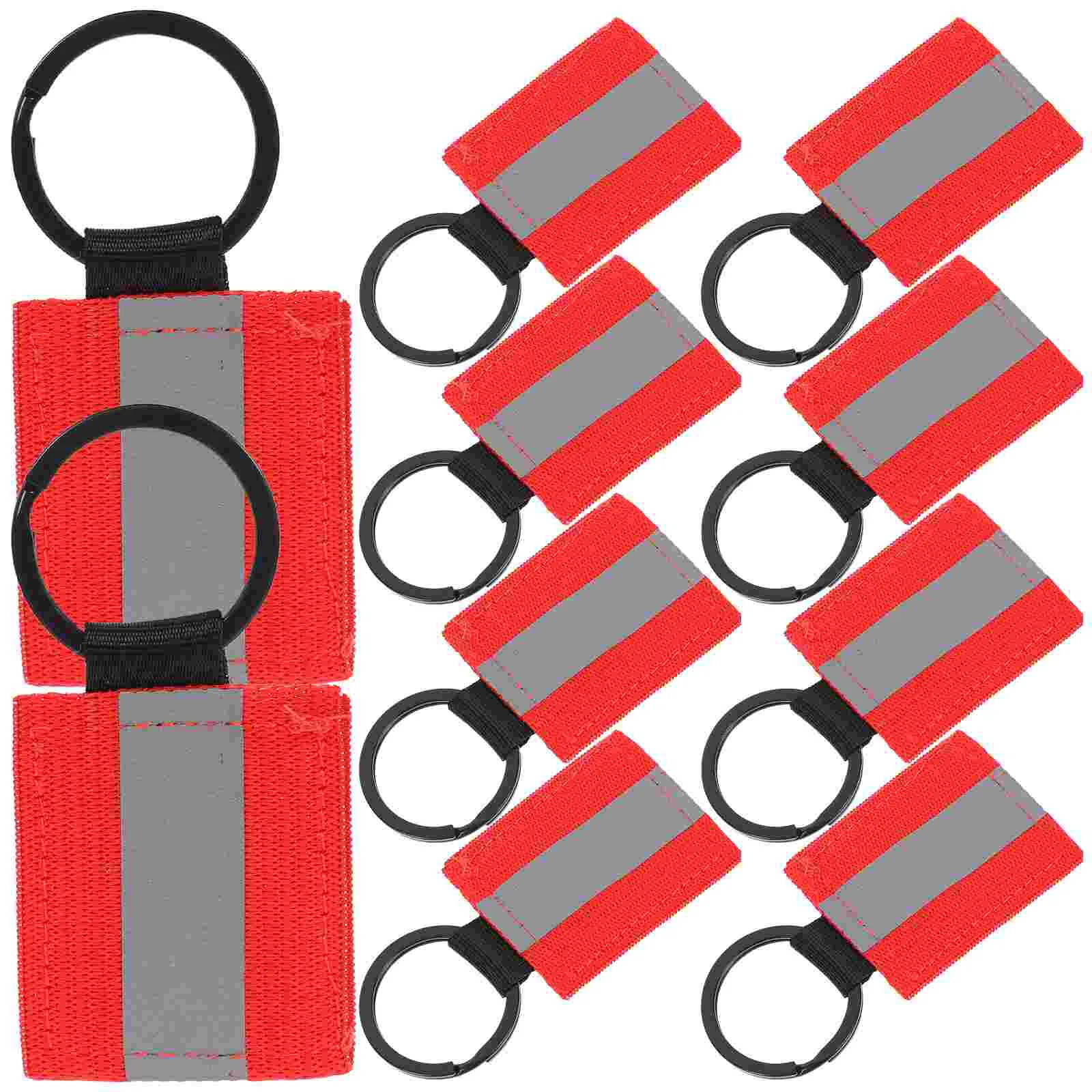 10 Pcs Key Ring Repair Tags High-gloss Reflective Labels Keychain Strip Double Sided Chains Man Zipper Pulls