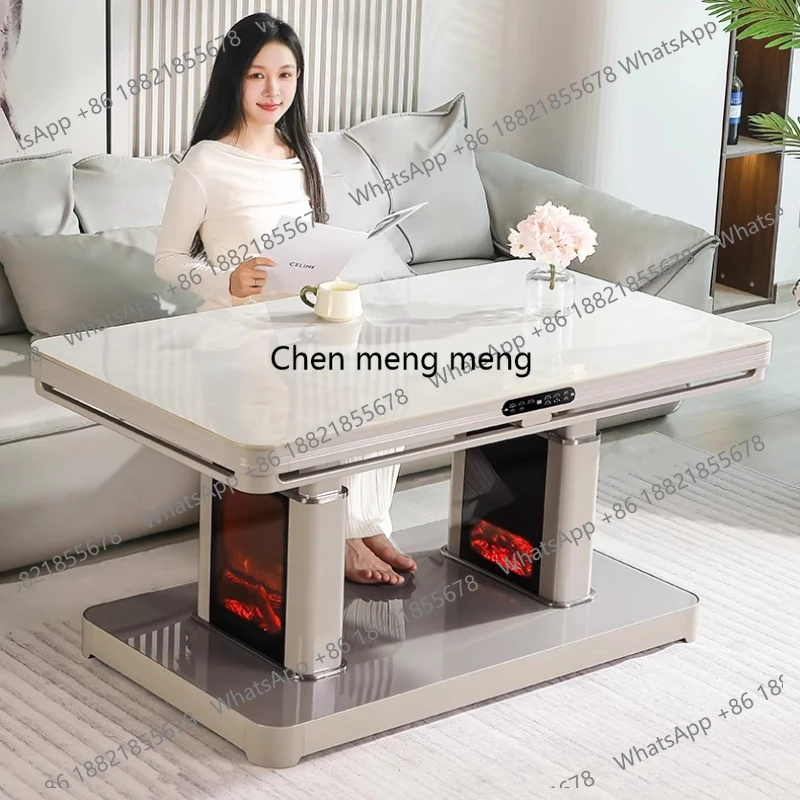 

Новый нагревательный стол для домашнего использования, электрический прямоугольный регулируемый журнальный столик со встроенным обогревателем для гостиной