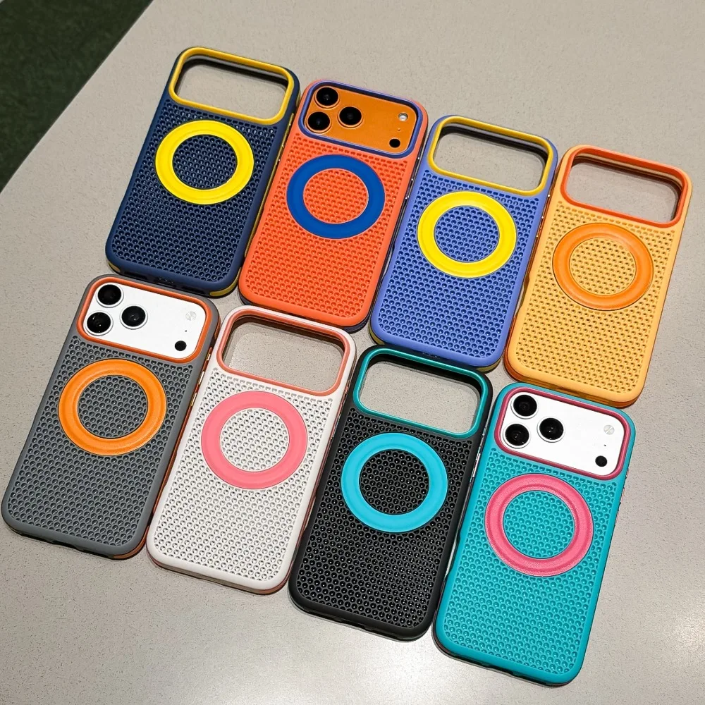 Fashion Dopamine 3D Honeycomb Cooling Magnetic Phone Case For iPhone 18 Pro Max 17 16 15 14 13 For Magsafe Shockproof Cover