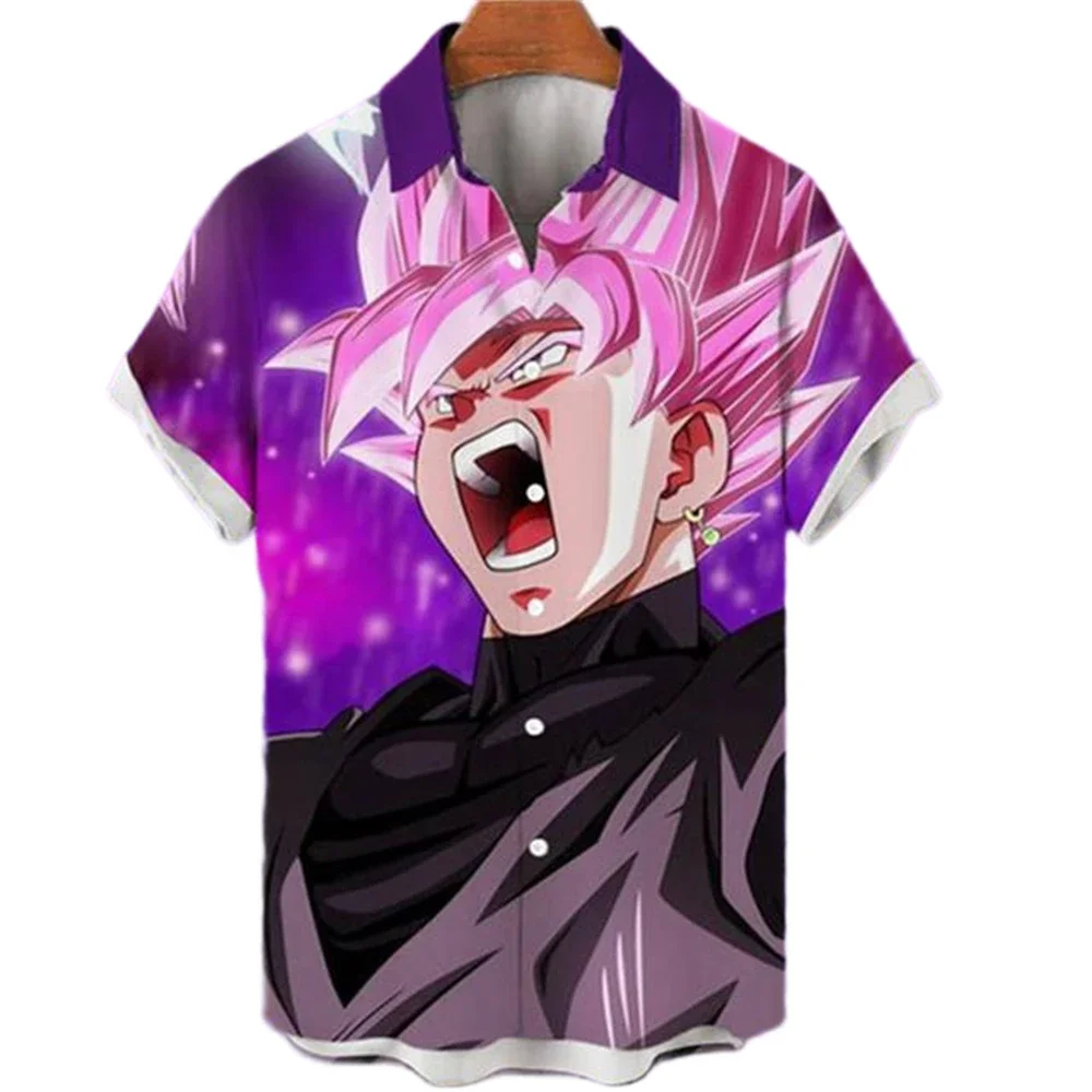 Dragon Ball Shirt Herren Hawaiihemd Herren Sommer Goku Super Saiyan Freizeitoberteil