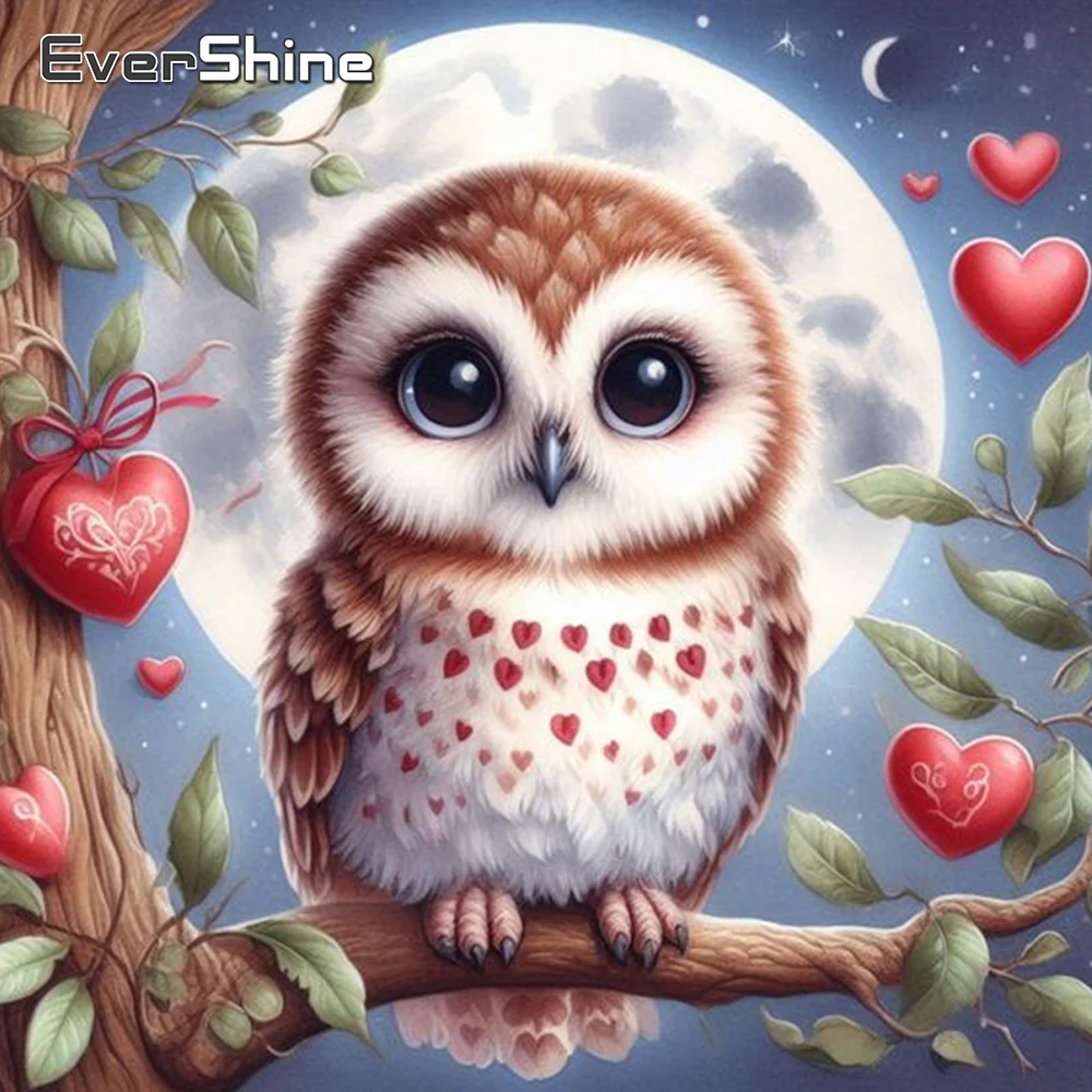 Ever shine 5d Eule Diamant Mosaik Tiermalerei Strass steine Cartoon Stickerei Liebe Herz Kits Bild Strass hand gefertigtes Geschenk