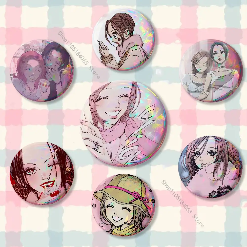 Anime  N-Nana Osakis and Hachis Badges Button Round Creative Pin Brooch Badge Bag Decor Fans Collect Friends Gifts