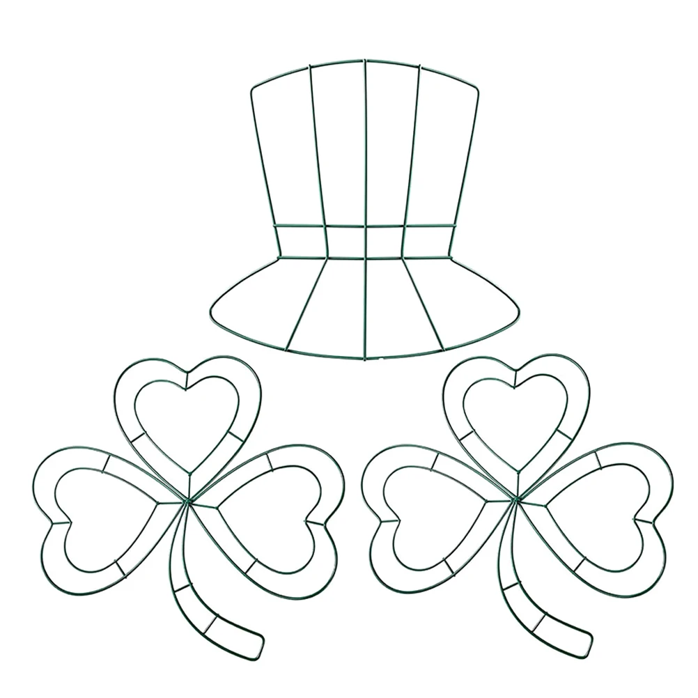 

3 Pcs Garland Hoop Door Wreath Leprechaun Hat Green Irish Decoration Festive Frame Flower Holiday