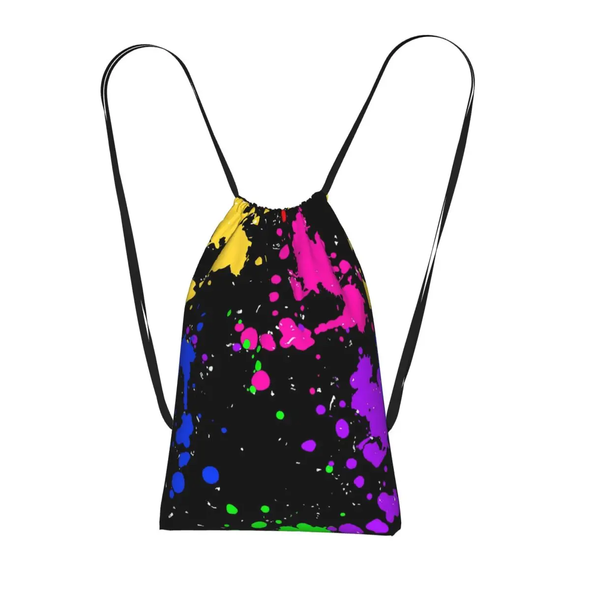 Colorful Graffiti Splatter Print Drawstring Backpack Sports Gym Bag Lightweight Foldable Storage Drawstring Bag for Men Women