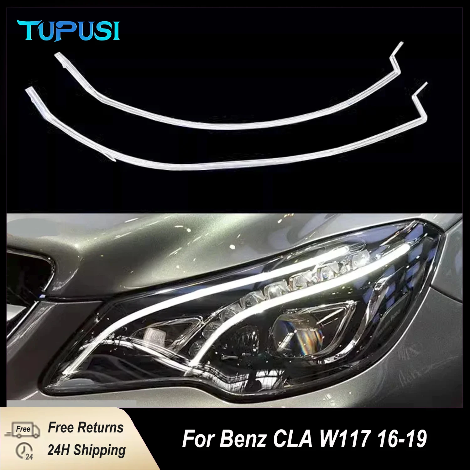 

2PCS For Benz E-Class Coupe W207 E200 E250 E300 2014 2015 2016 Car Headlight Light Guide Strip Lamp Daytime Running Light Tube